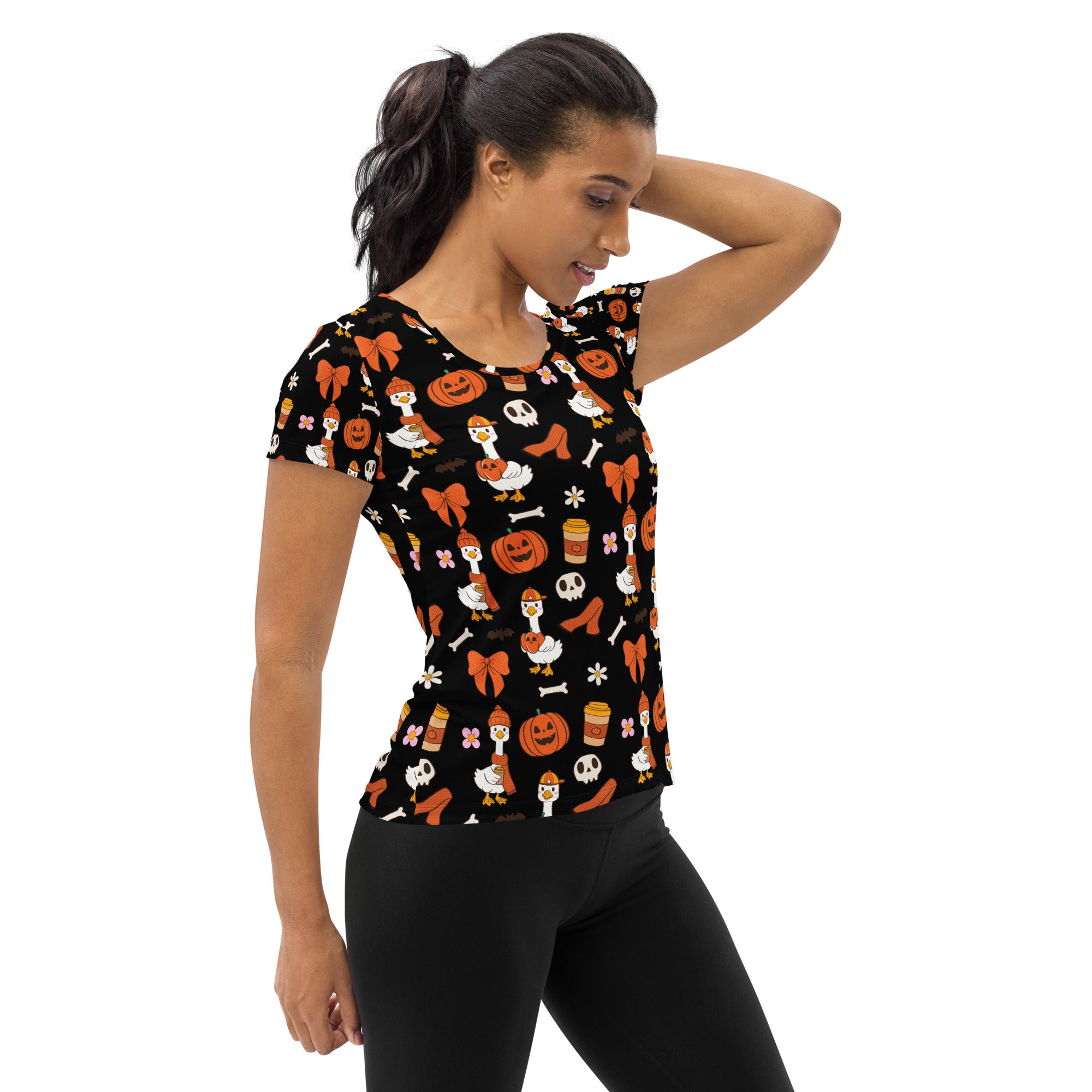 Women’s Halloween Goose Athletic T-Shirt - Lightweight Moisture Wicking Workout Top with UPF 50+