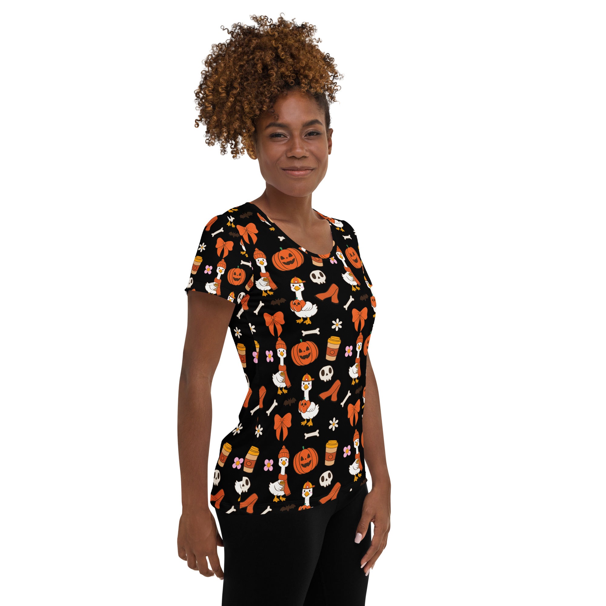 Women’s Halloween Goose Athletic T-Shirt - Lightweight Moisture Wicking Workout Top with UPF 50+