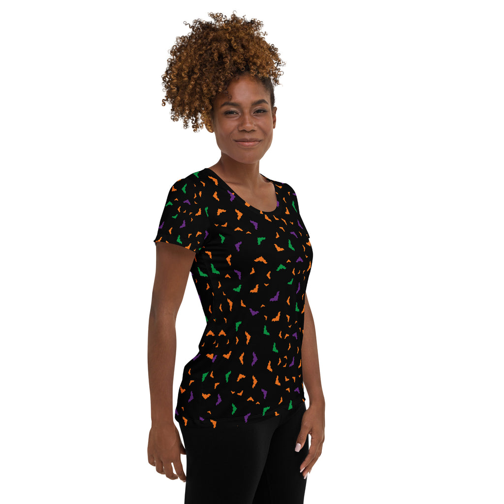 Women’s Colorful Bat Athletic T-Shirt - Lightweight Moisture Wicking Workout Top with UPF 50+