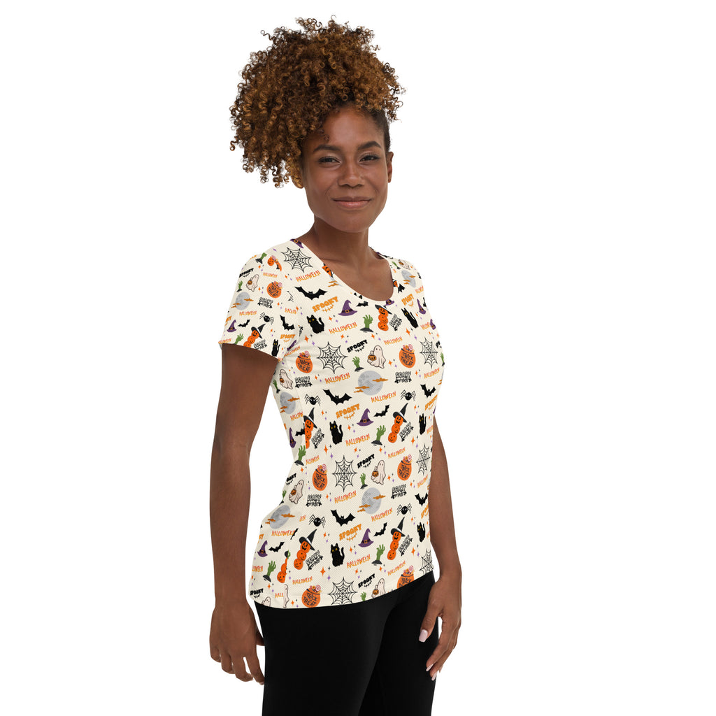 Women’s Cute Halloween Athletic T-Shirt - Lightweight Moisture Wicking Workout Top with UPF 50+