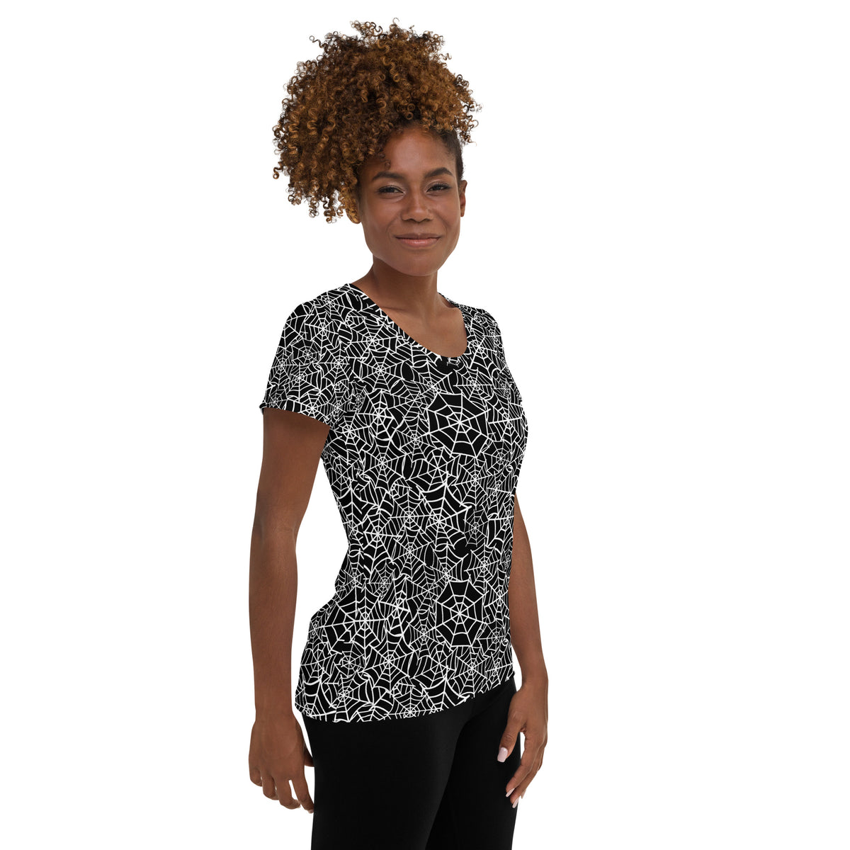 Women’s Spider Web Athletic T-Shirt - Lightweight Moisture Wicking Workout Top With UPF 50+