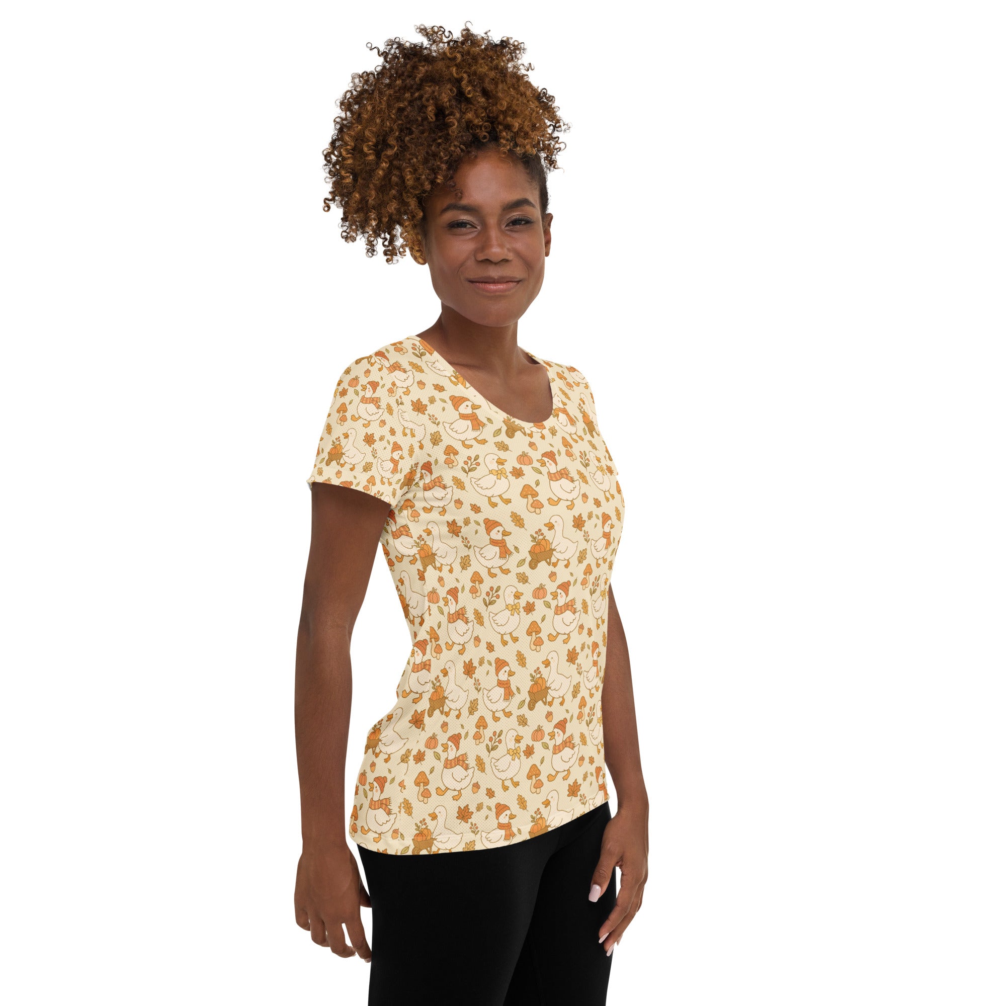 Women’s Fall Goose Athletic T-Shirt - Lightweight Moisture Wicking Workout Top with UPF 50+
