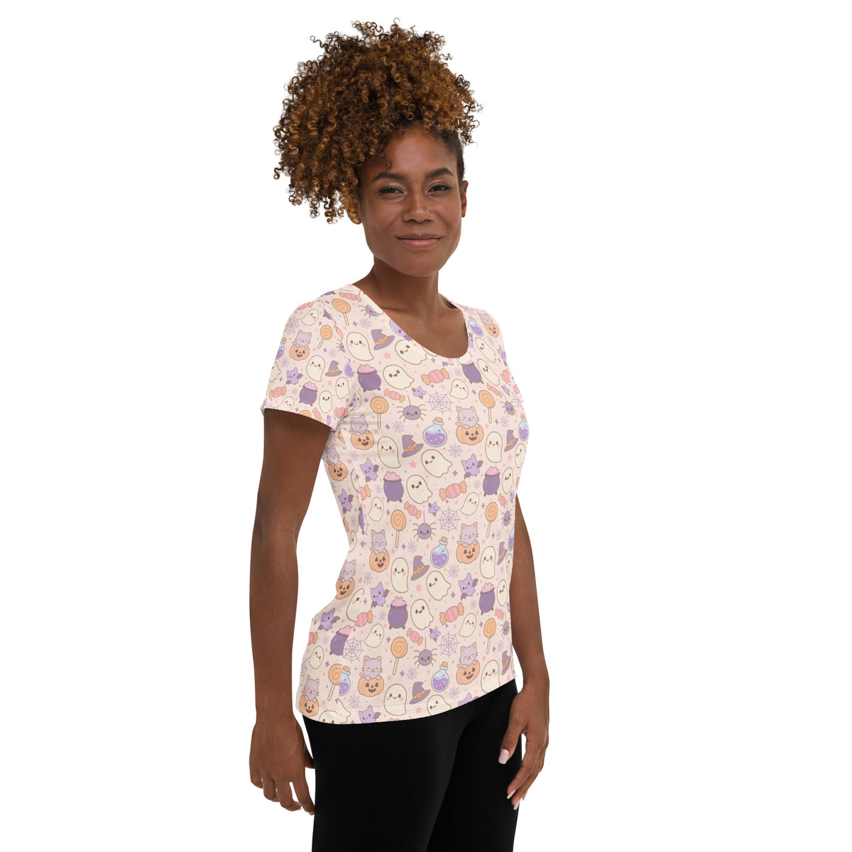 Women’s Pastel Halloween Athletic T-Shirt - Lightweight Moisture Wicking Workout Top With UPF 50+