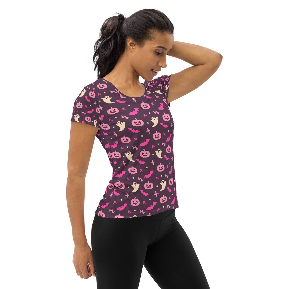 Women’s Purple Halloween Athletic T-Shirt - Lightweight Moisture Wicking Workout Top With UPF 50+