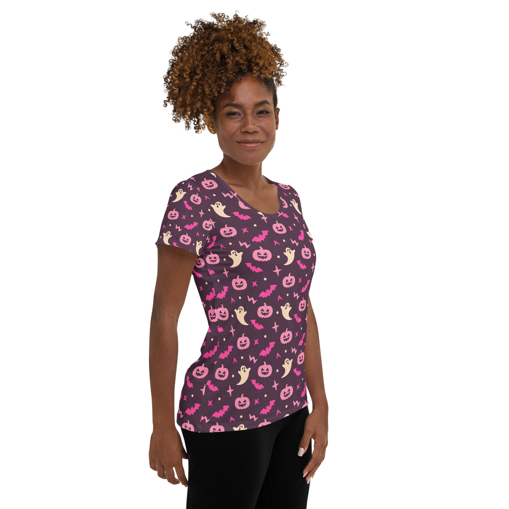 Women’s Purple Halloween Athletic T-Shirt - Lightweight Moisture Wicking Workout Top With UPF 50+