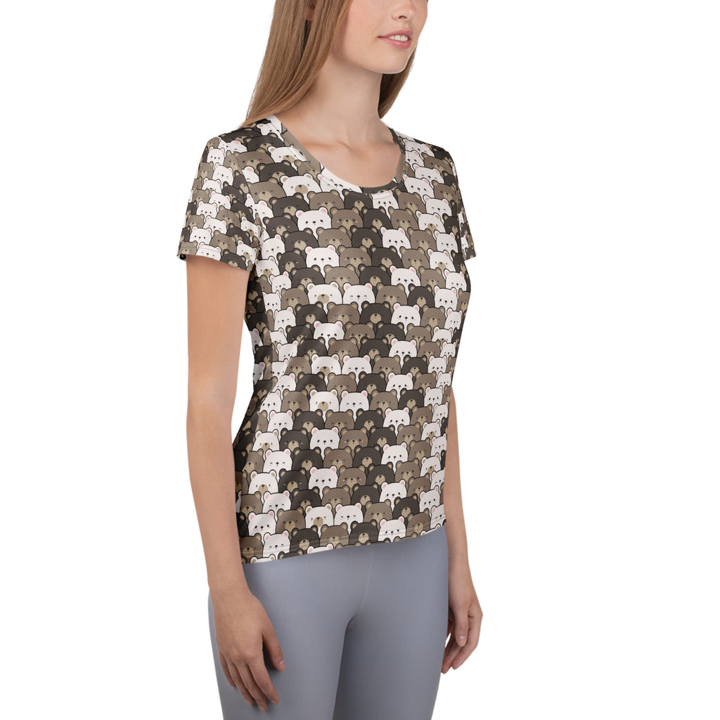 Women’s Cute Bear Athletic T-Shirt - Lightweight Moisture Wicking Workout Top With UPF 50+