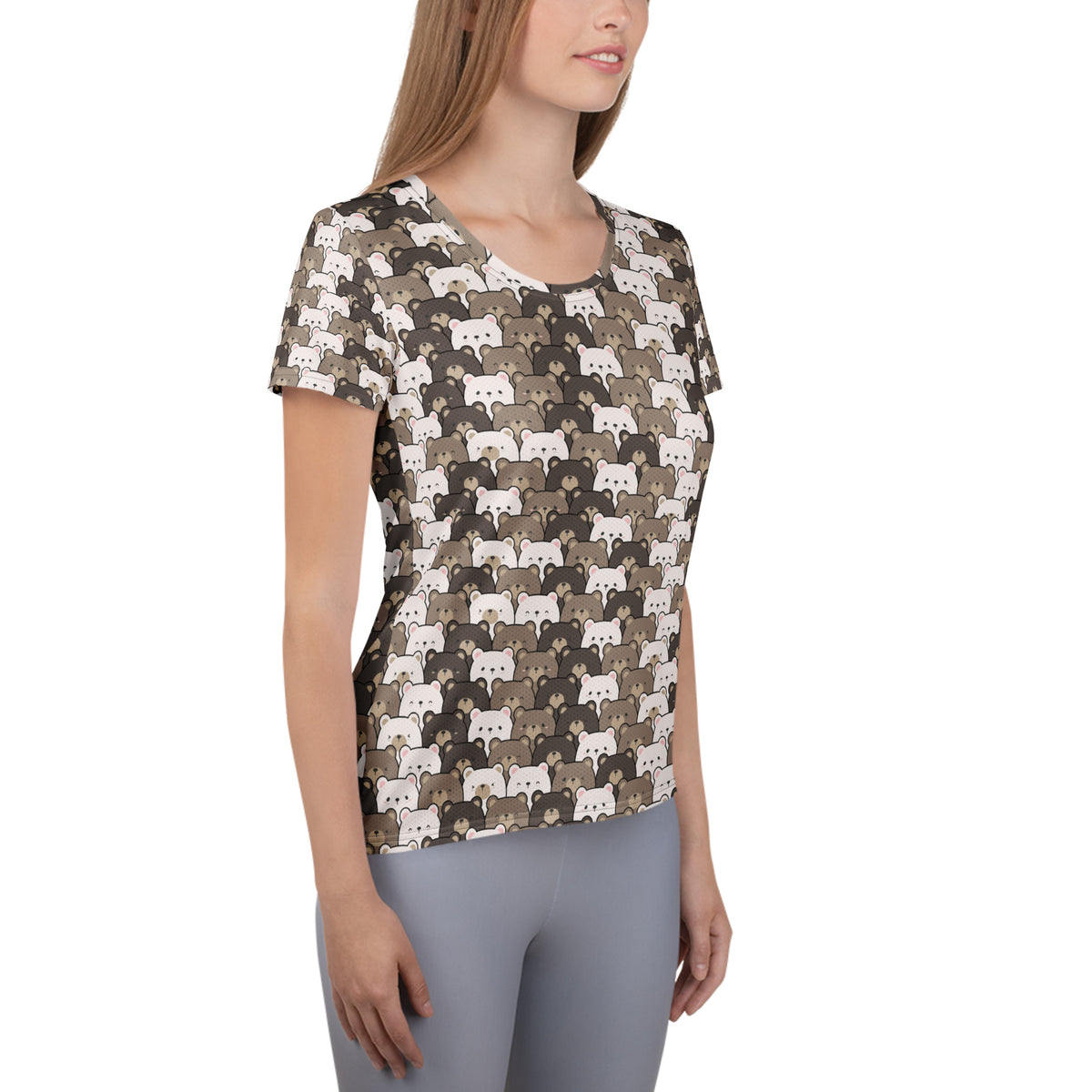 Women’s Cute Bear Athletic T-Shirt - Lightweight Moisture Wicking Workout Top With UPF 50+
