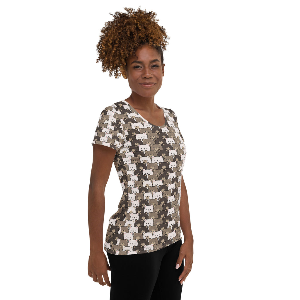 Women’s Cute Bear Athletic T-Shirt - Lightweight Moisture Wicking Workout Top With UPF 50+
