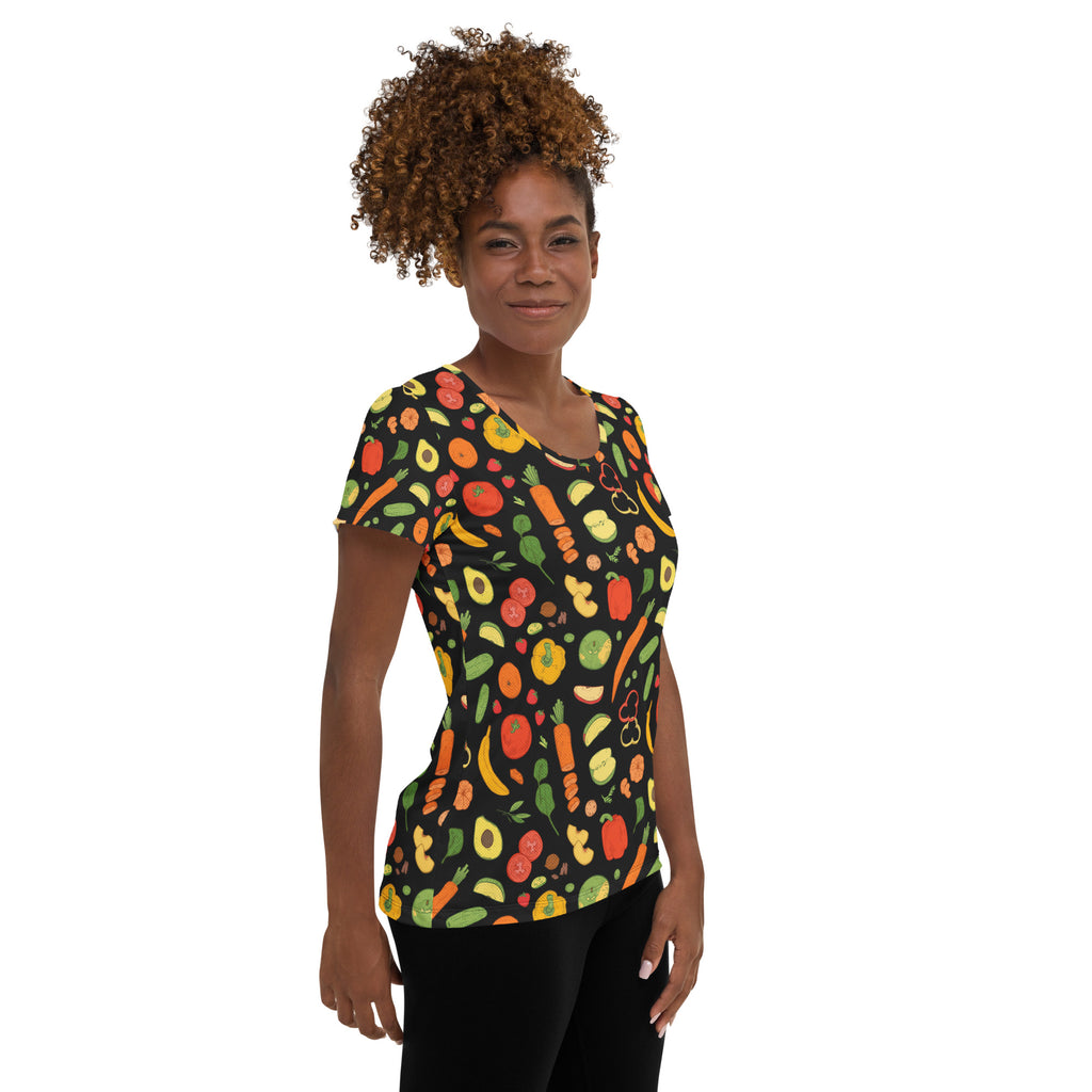 Women’s Fruit & Vegetable Athletic T-Shirt - Lightweight Moisture Wicking Workout Top With UPF 50+