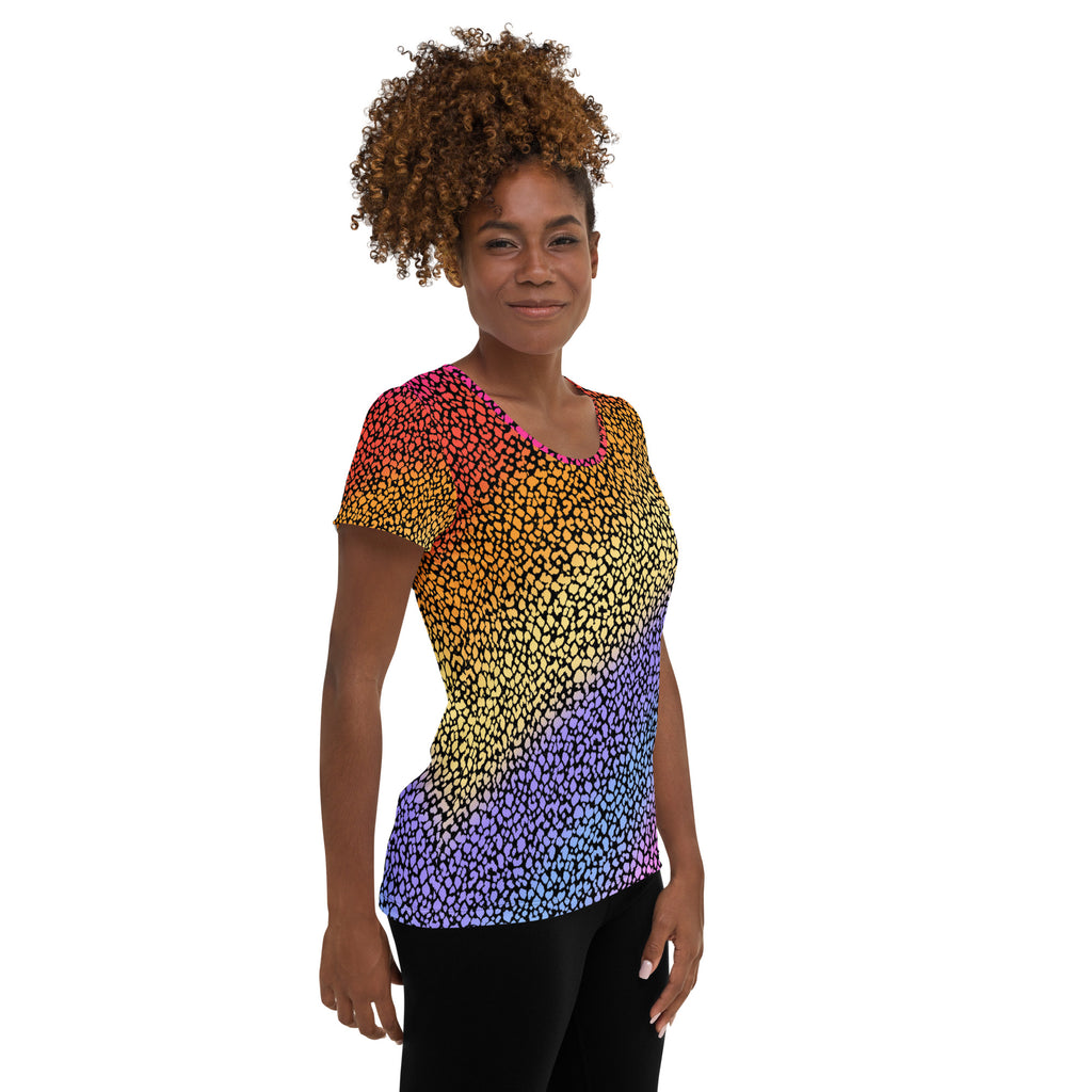 Women’s Colorful Leopard Athletic T-Shirt - Lightweight Moisture Wicking Workout Top With UPF 50+