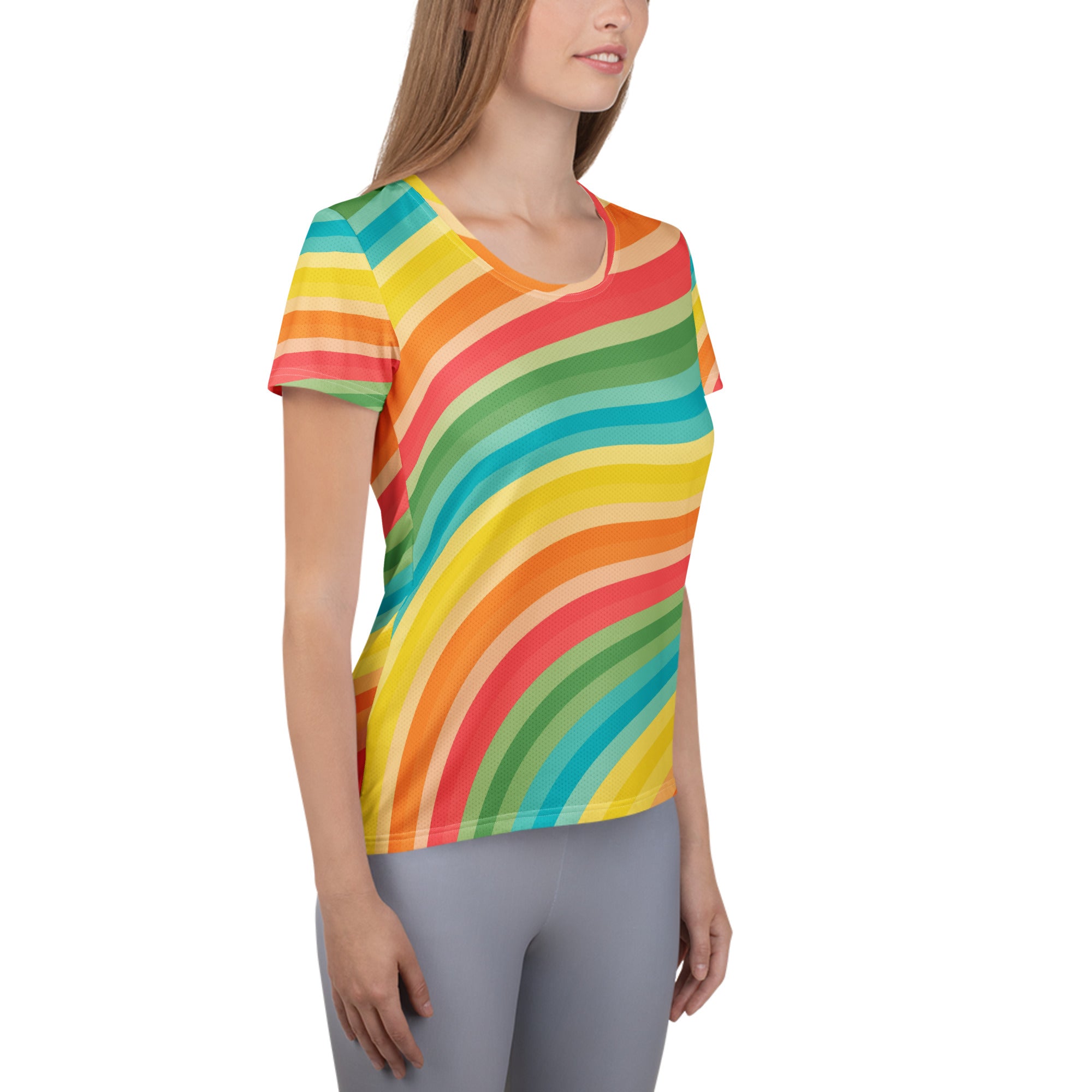 Women’s Beach Sunset Wave Athletic T-Shirt - Lightweight Moisture Wicking Workout Top With UPF 50+