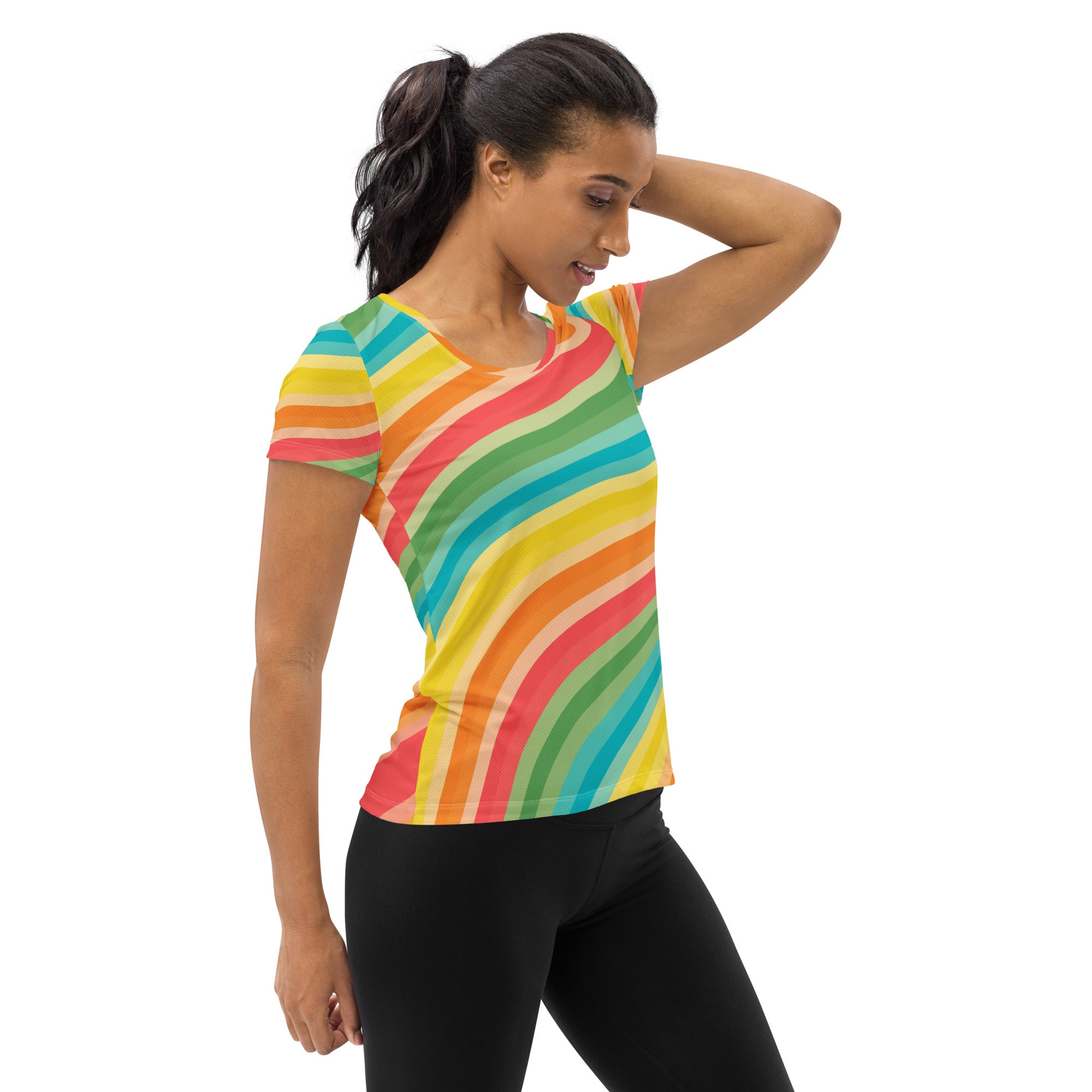 Women’s Beach Sunset Wave Athletic T-Shirt - Lightweight Moisture Wicking Workout Top With UPF 50+