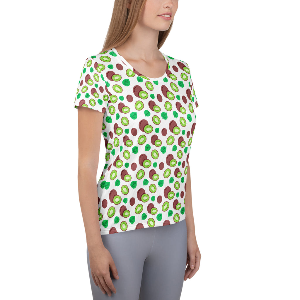 Women’s Kiwi Fruit Athletic T-Shirt - Lightweight Moisture Wicking Workout Top With UPF 50+
