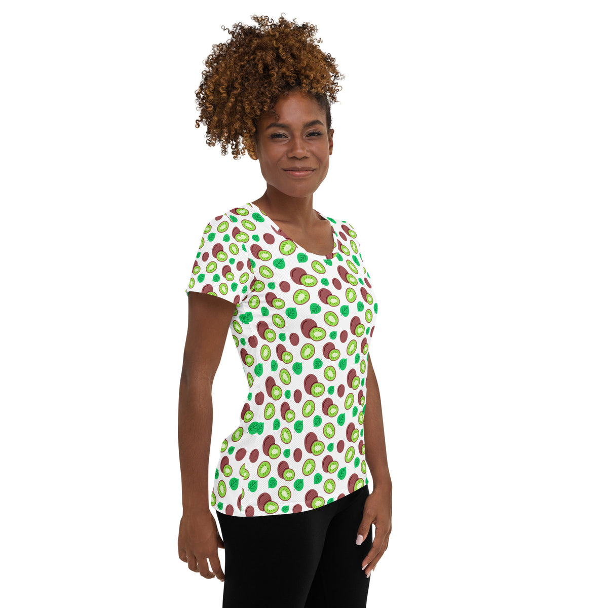 Women’s Kiwi Fruit Athletic T-Shirt - Lightweight Moisture Wicking Workout Top With UPF 50+