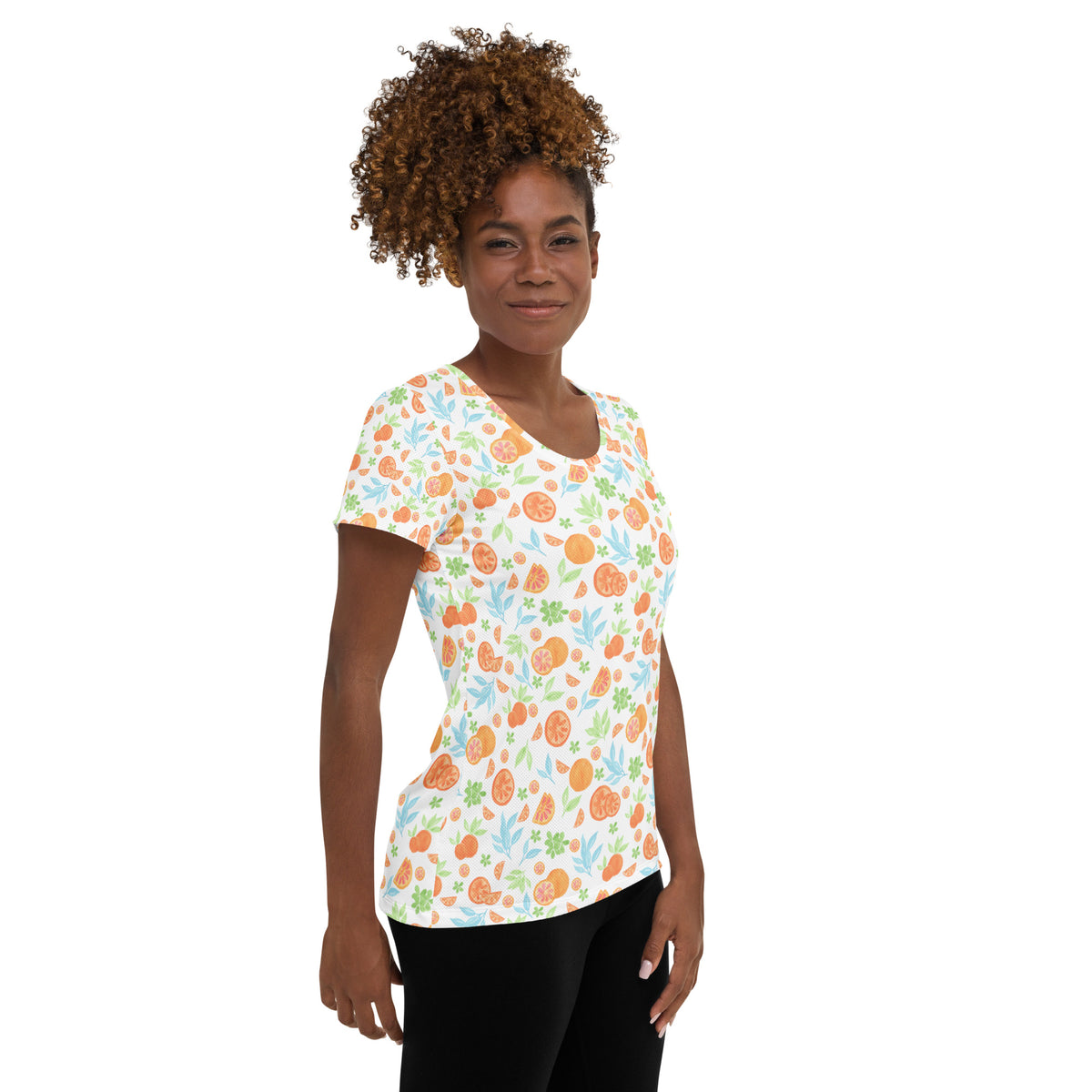 Women’s Orange Citrus Athletic T-Shirt - Lightweight Moisture Wicking Workout Top With UPF 50+