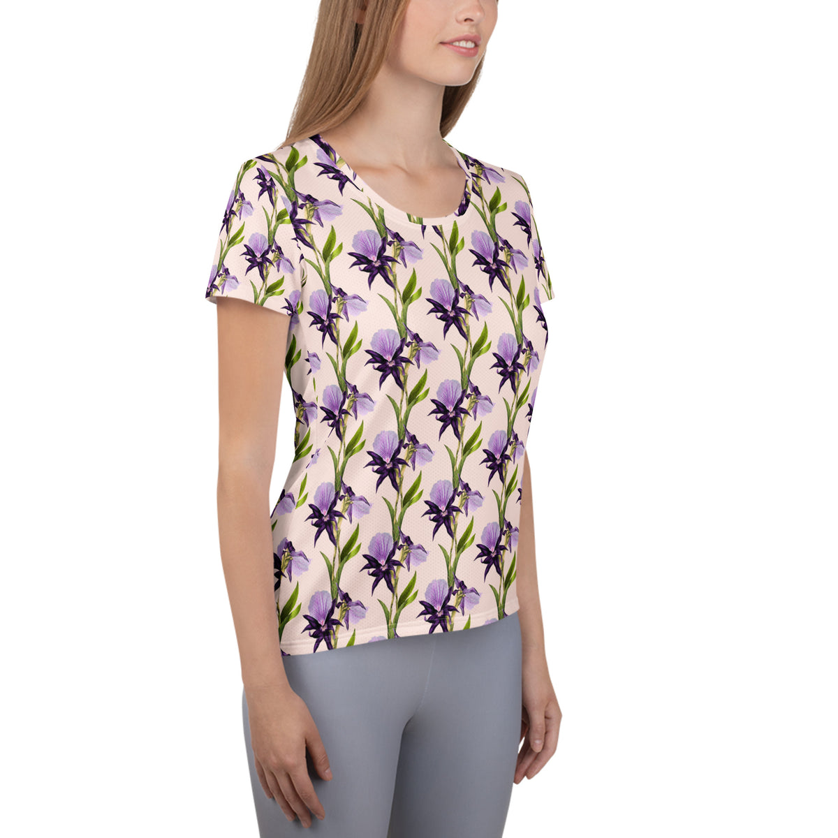 Women’s Purple Iris Athletic T-Shirt - Lightweight Moisture Wicking Workout Top With UPF 50+