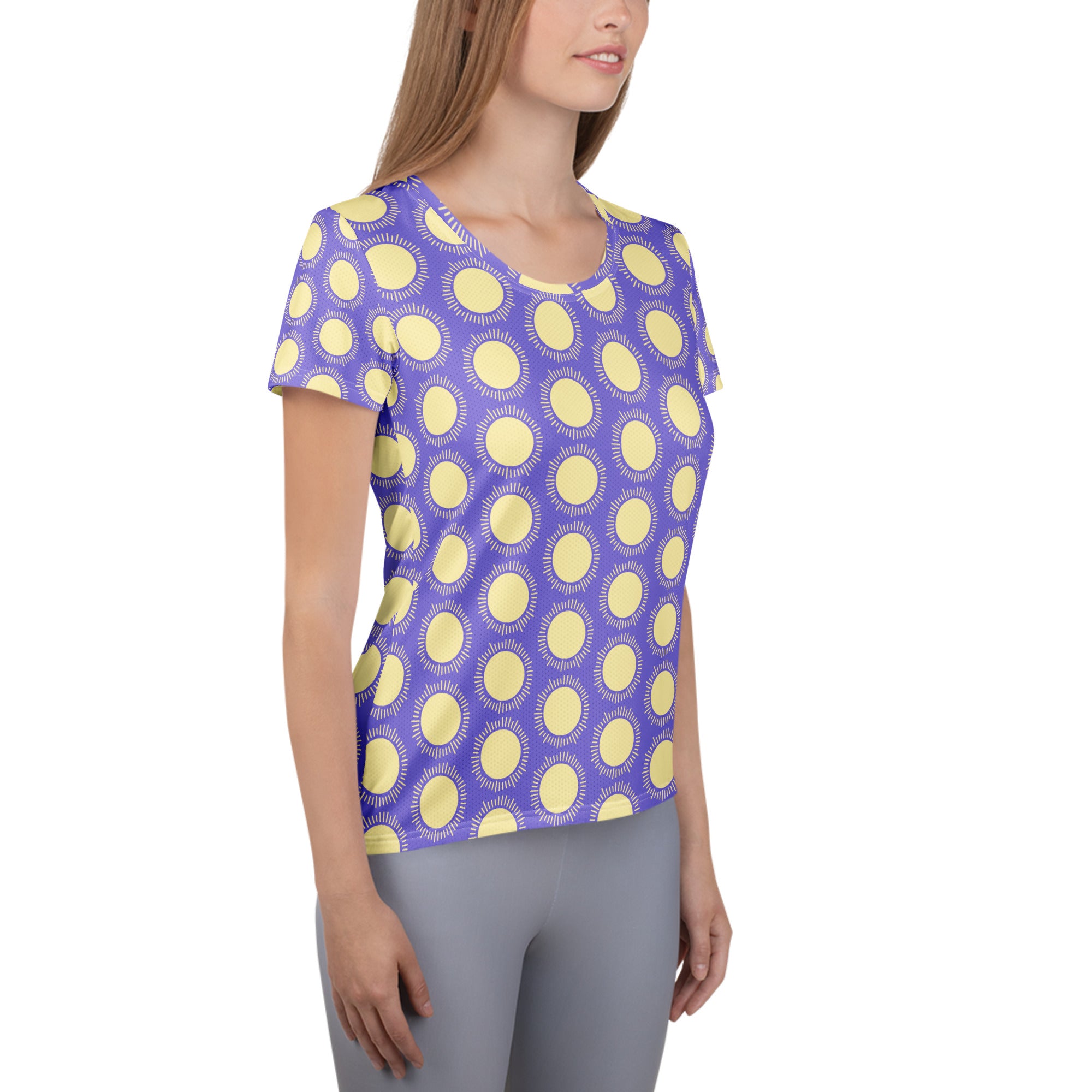Women’s Purple Sun Athletic T-Shirt - Lightweight Moisture Wicking Workout Top With UPF 50+