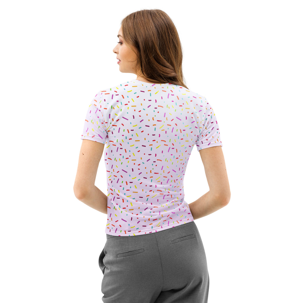 Women’s Colorful Sprinkles Cotton T-Shirt – Soft Stretch Pilling Resistant Tee