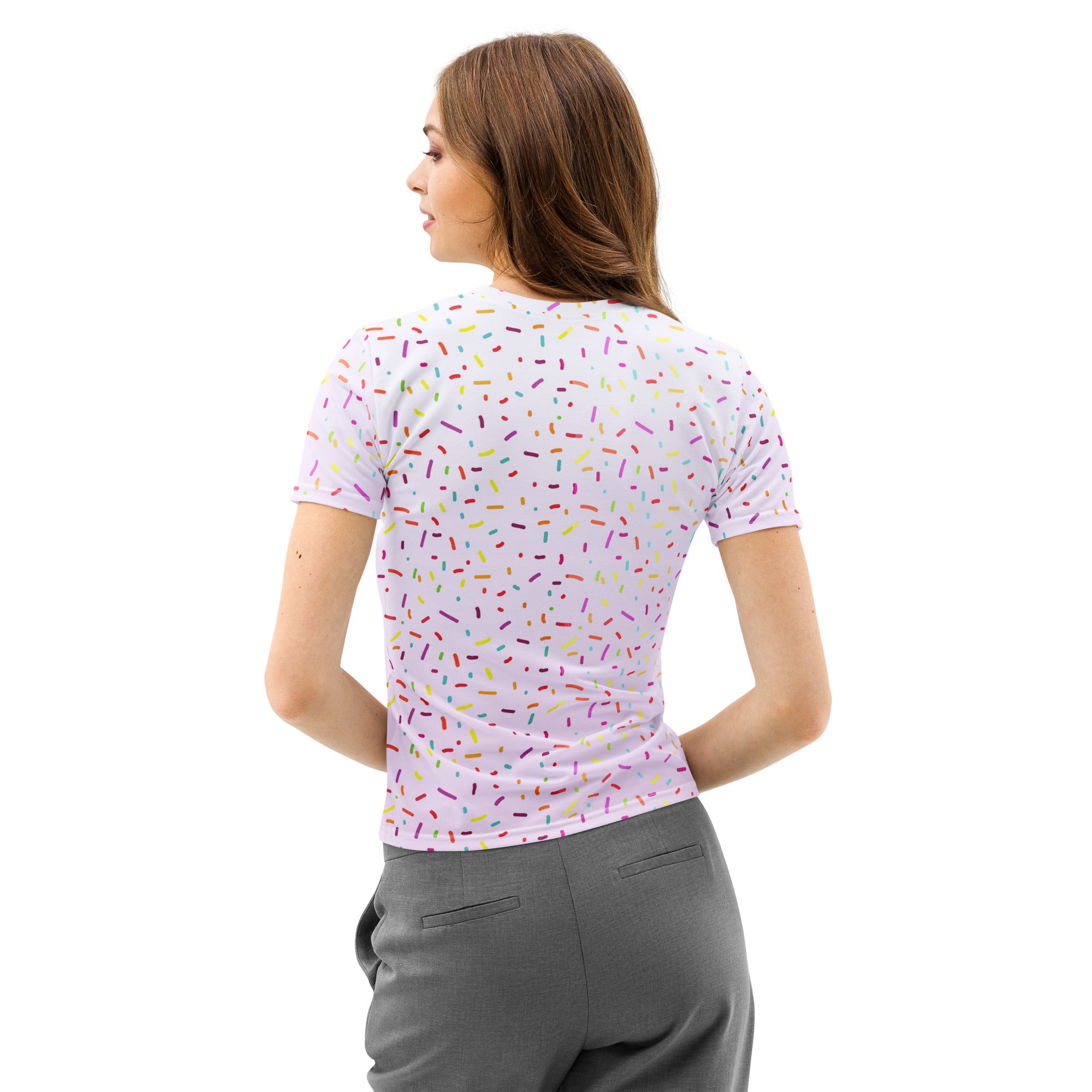 Women’s Colorful Sprinkles Cotton T-Shirt – Soft Stretch Pilling Resistant Tee