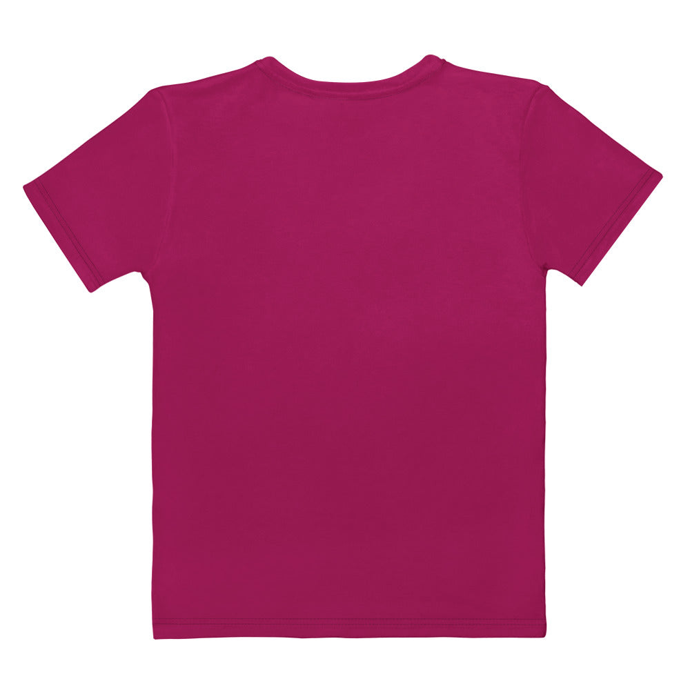 Women’s solid magenta short-sleeved cotton t-shirt with classic crew neck soft stretch pilling resistant tee