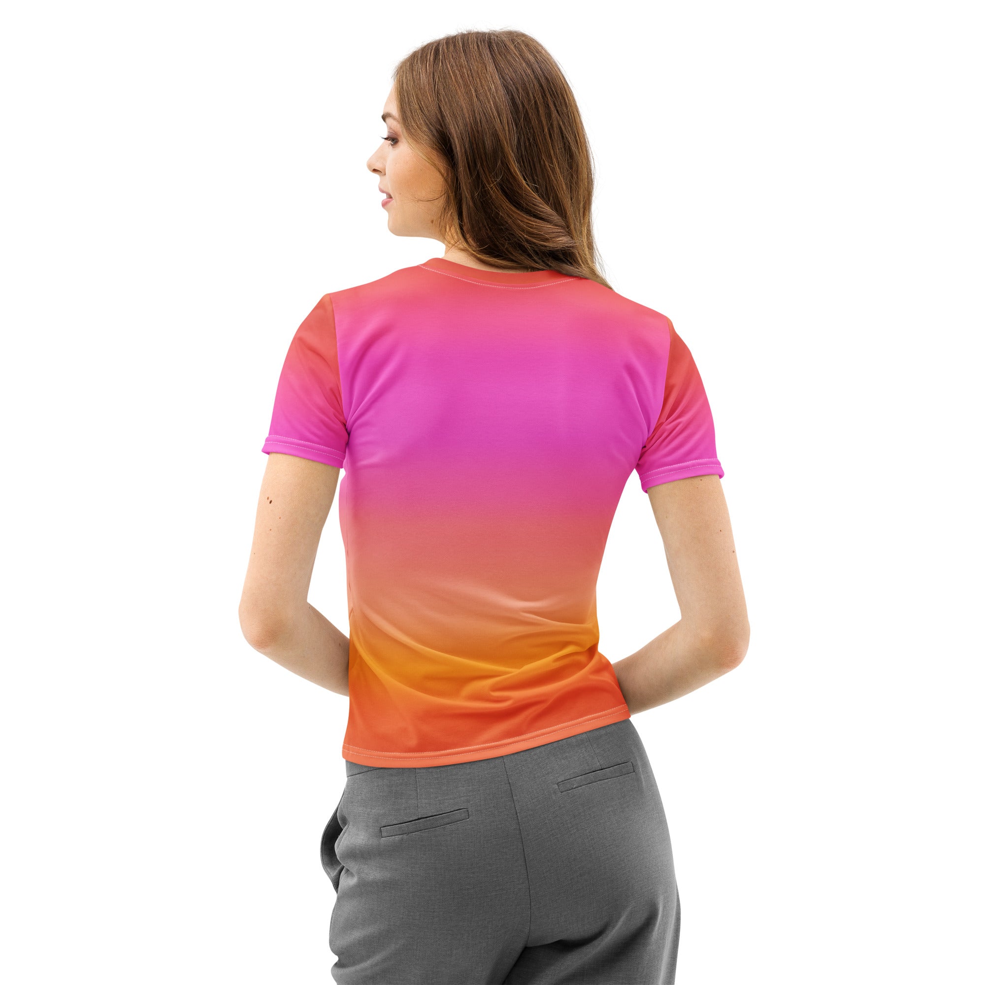 Women’s Sunset Ombre Cotton T-Shirt – Soft Stretch Pilling Resistant Tee