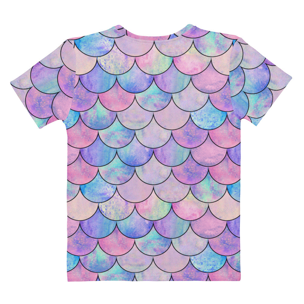 Women’s Pastel Mermaid Cotton T-Shirt – Soft Stretch Pilling Resistant Tee