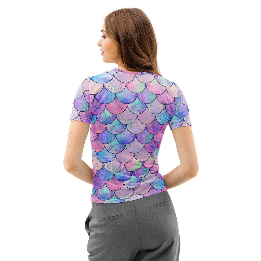 Women’s Pastel Mermaid Cotton T-Shirt – Soft Stretch Pilling Resistant Tee