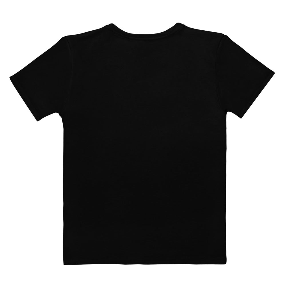 Women’s black cotton t-shirt with soft stretch fabric and pilling resistant short-sleeved crew neck design
