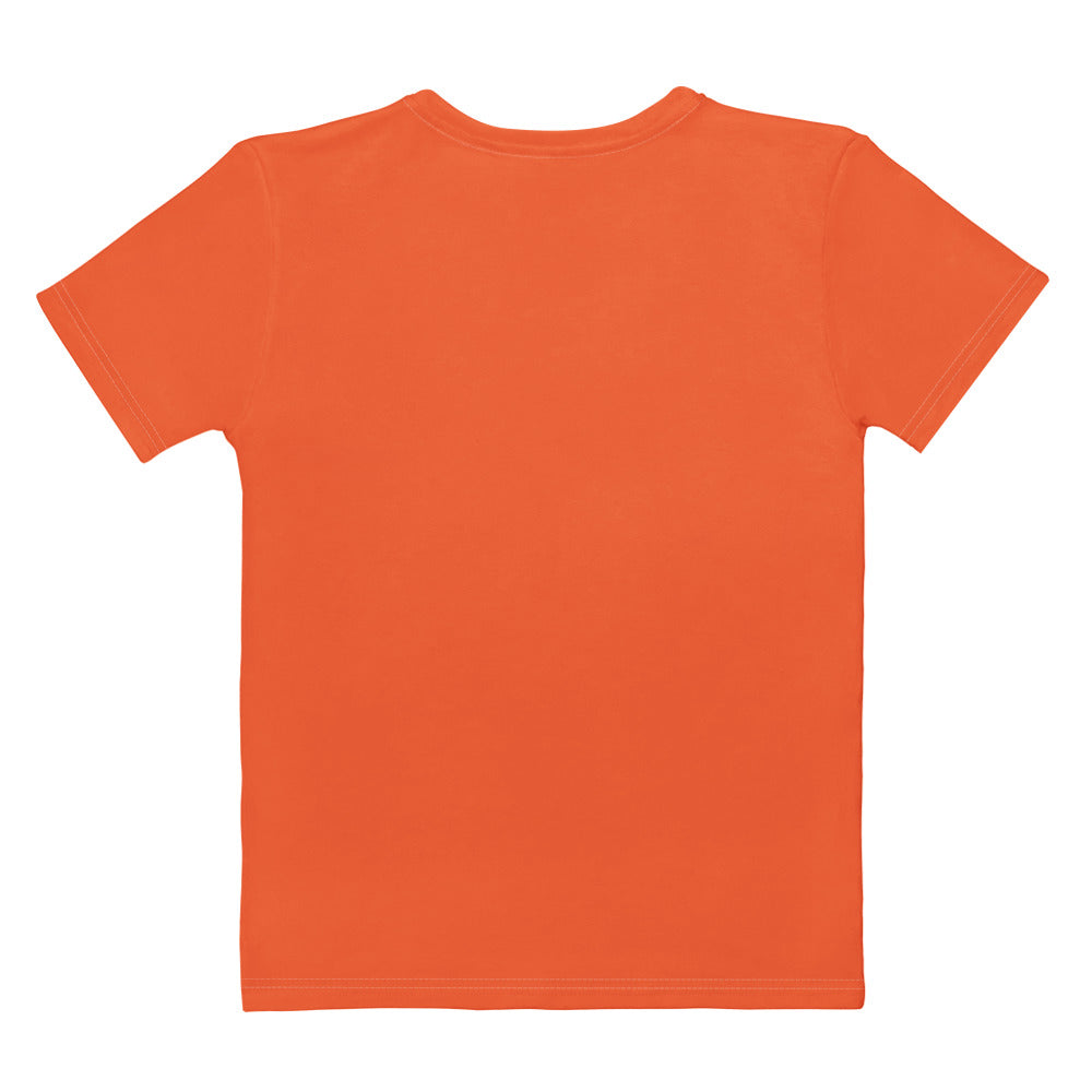 Bright orange women’s cotton t-shirt with short sleeves crew neck soft stretch and pilling resistant fabric