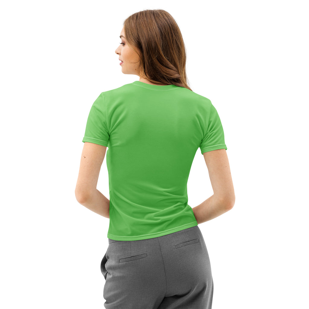 Bright green women’s cotton t-shirt with short sleeves crew neck soft stretch and pilling resistant fabric