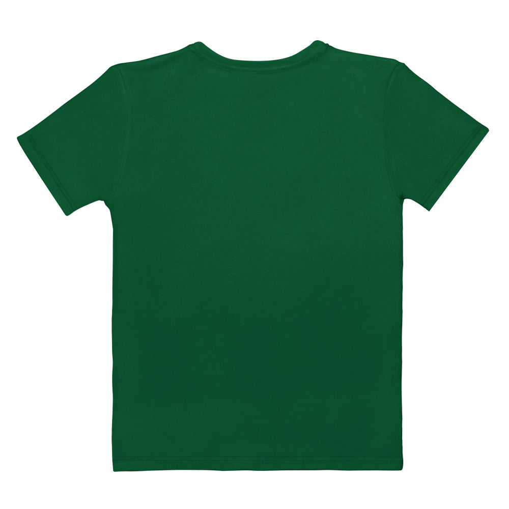 Women’s dark green cotton short-sleeved t-shirt with a classic crew neck soft stretch pilling resistant tee