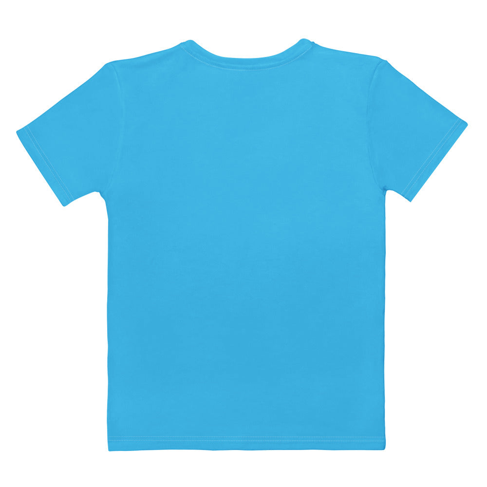 Women sky blue cotton t-shirt with soft stretch and pilling resistant fabric featuring a simple crew neck design