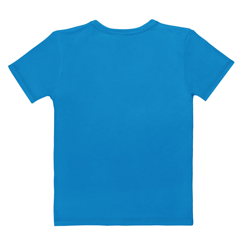 Women’s bright blue cotton short-sleeved t-shirt with soft stretch and pilling resistant crew neck design
