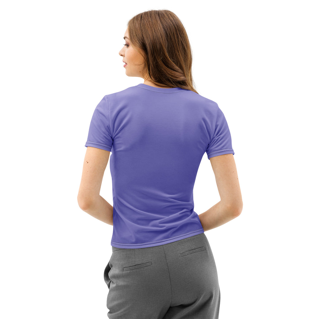 A solid lavender purple cotton short-sleeved t-shirt with a round neckline soft stretch pilling resistant tee