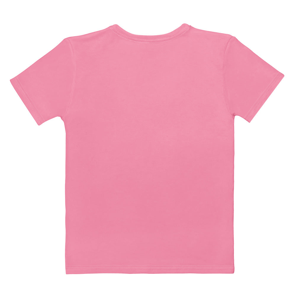 Women’s pink cotton t-shirt with soft stretch fabric and pilling resistant short sleeves and crew neck design