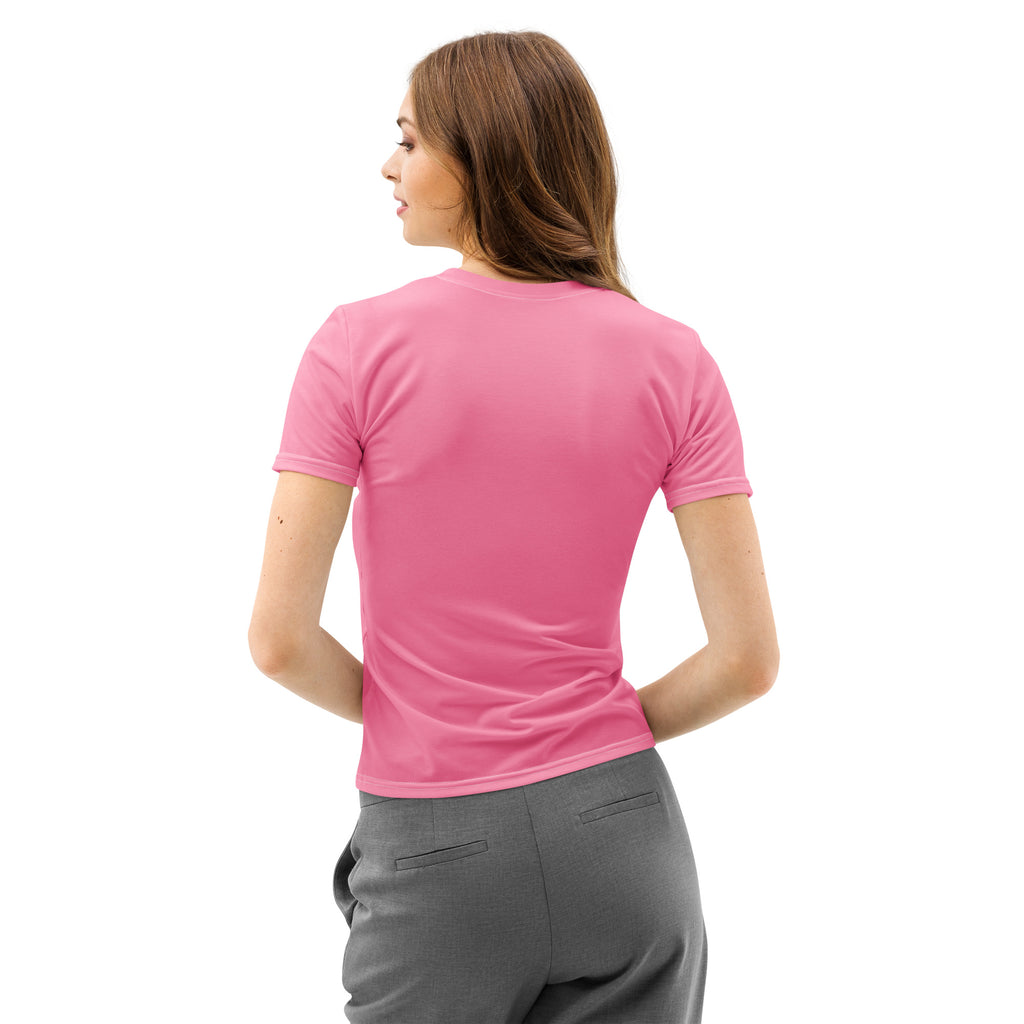 A vibrant pink cotton women’s t-shirt with soft stretch fabric and pilling resistant short sleeves and crew neck