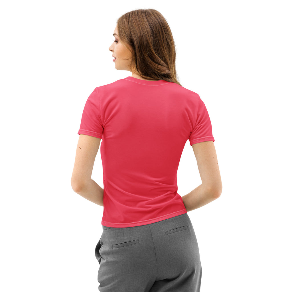 A vibrant pink short-sleeved cotton t-shirt with a classic crew neck and soft stretch pilling resistant fabric