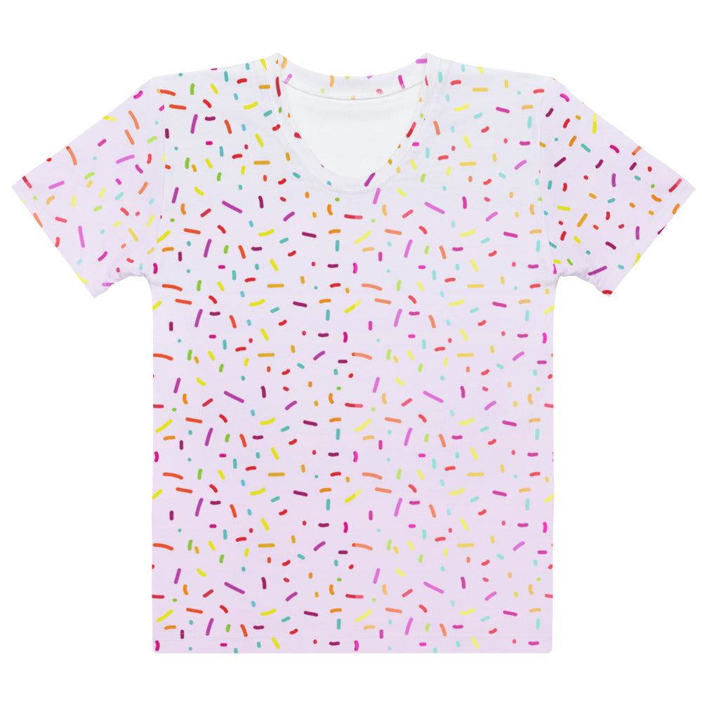 Women’s Colorful Sprinkles Cotton T-Shirt – Soft Stretch Pilling Resistant Tee
