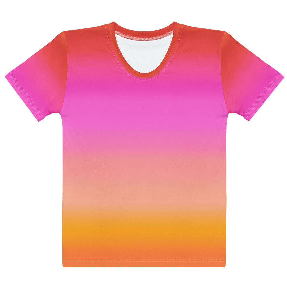 Women’s Sunset Ombre Cotton T-Shirt – Soft Stretch Pilling Resistant Tee