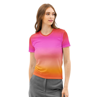 Women’s Sunset Ombre Cotton T-Shirt – Soft Stretch Pilling Resistant Tee