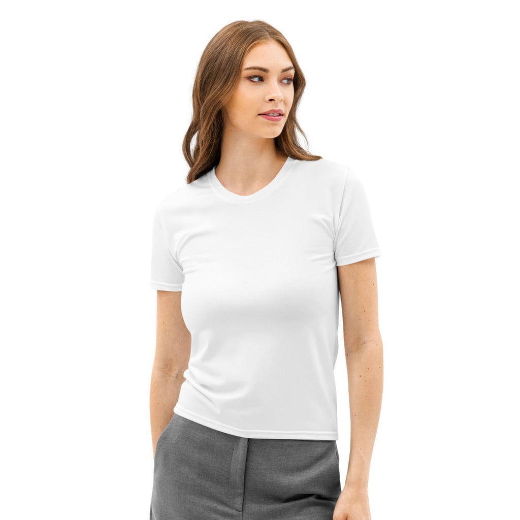 Women’s white cotton short-sleeved crew neck t-shirt soft stretch pilling resistant comfortable tee