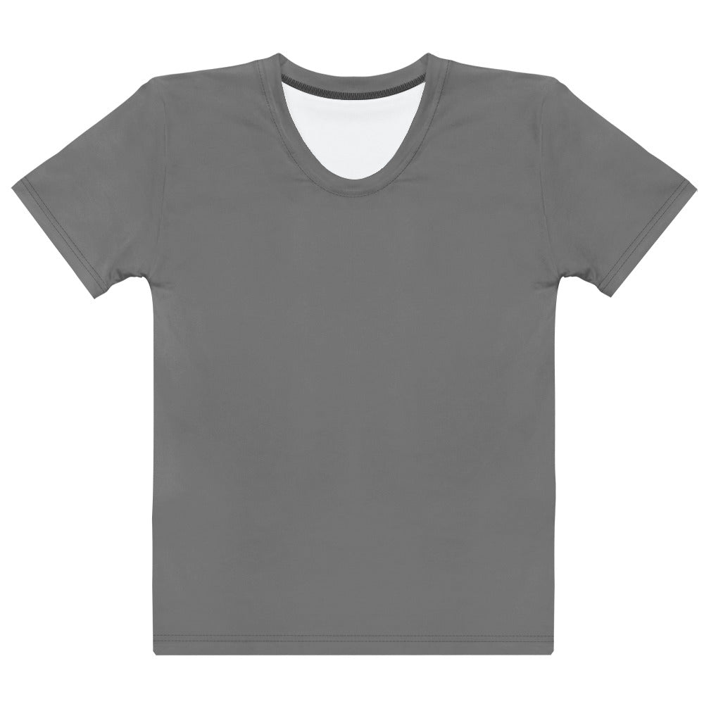 Women’s gray cotton short-sleeved t-shirt with crew neck and white inner lining soft stretch pilling resistant tee