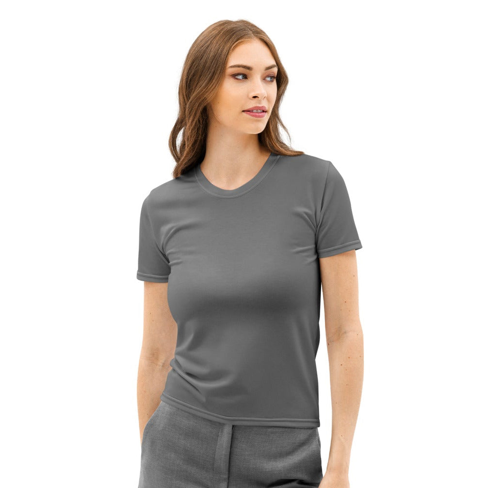 Women’s dark gray cotton t-shirt with soft stretch fabric and pilling resistant finish in a sleek short-sleeved design