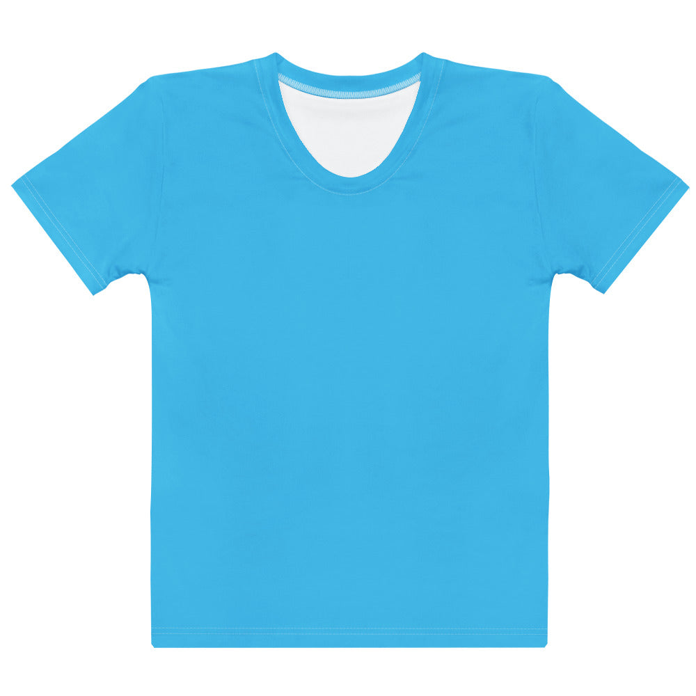 Women’s sky blue cotton v-neck t-shirt with short sleeves and white inner lining soft stretch pilling resistant tee