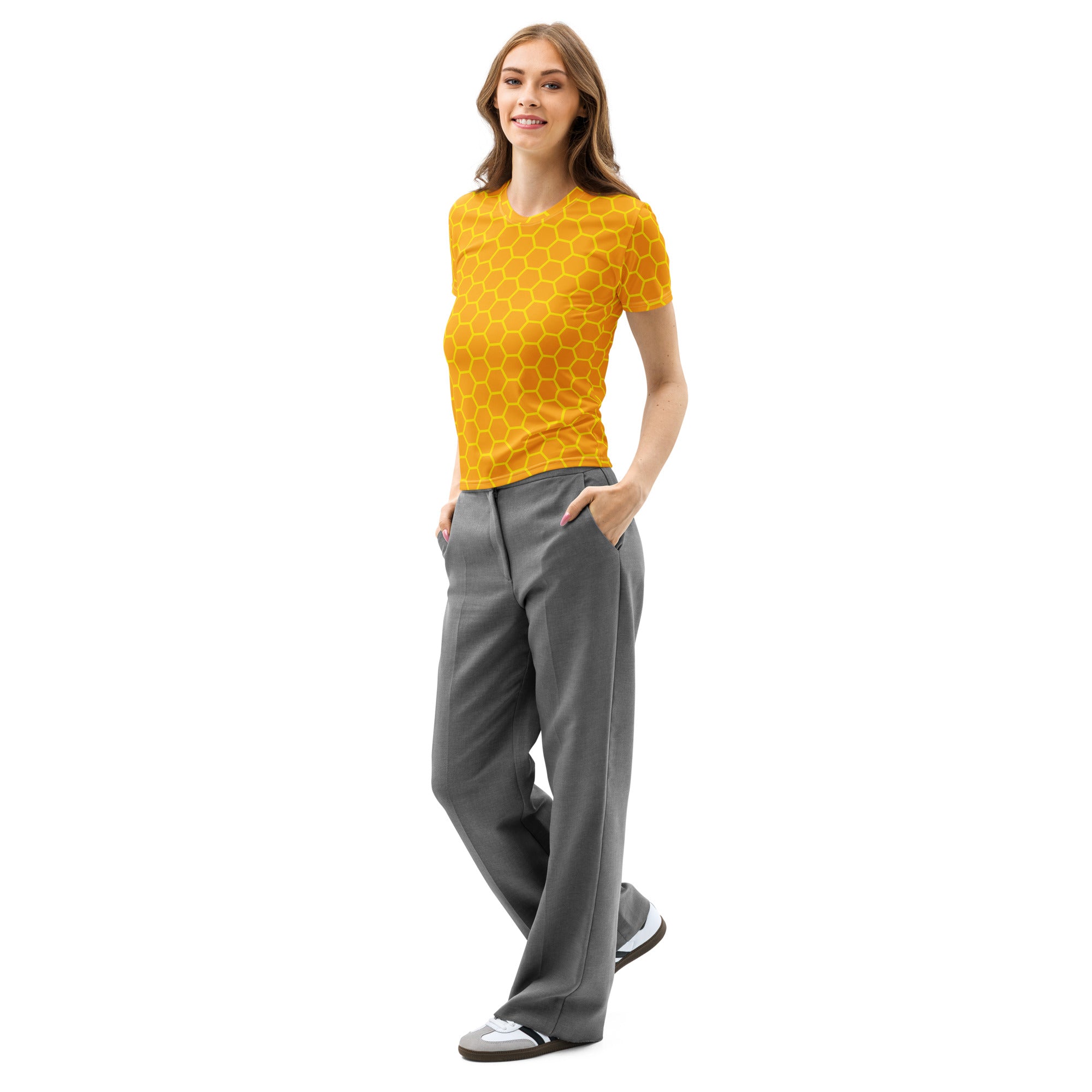Women’s Honeycomb Cotton T-Shirt – Soft Stretch Pilling Resistant Tee