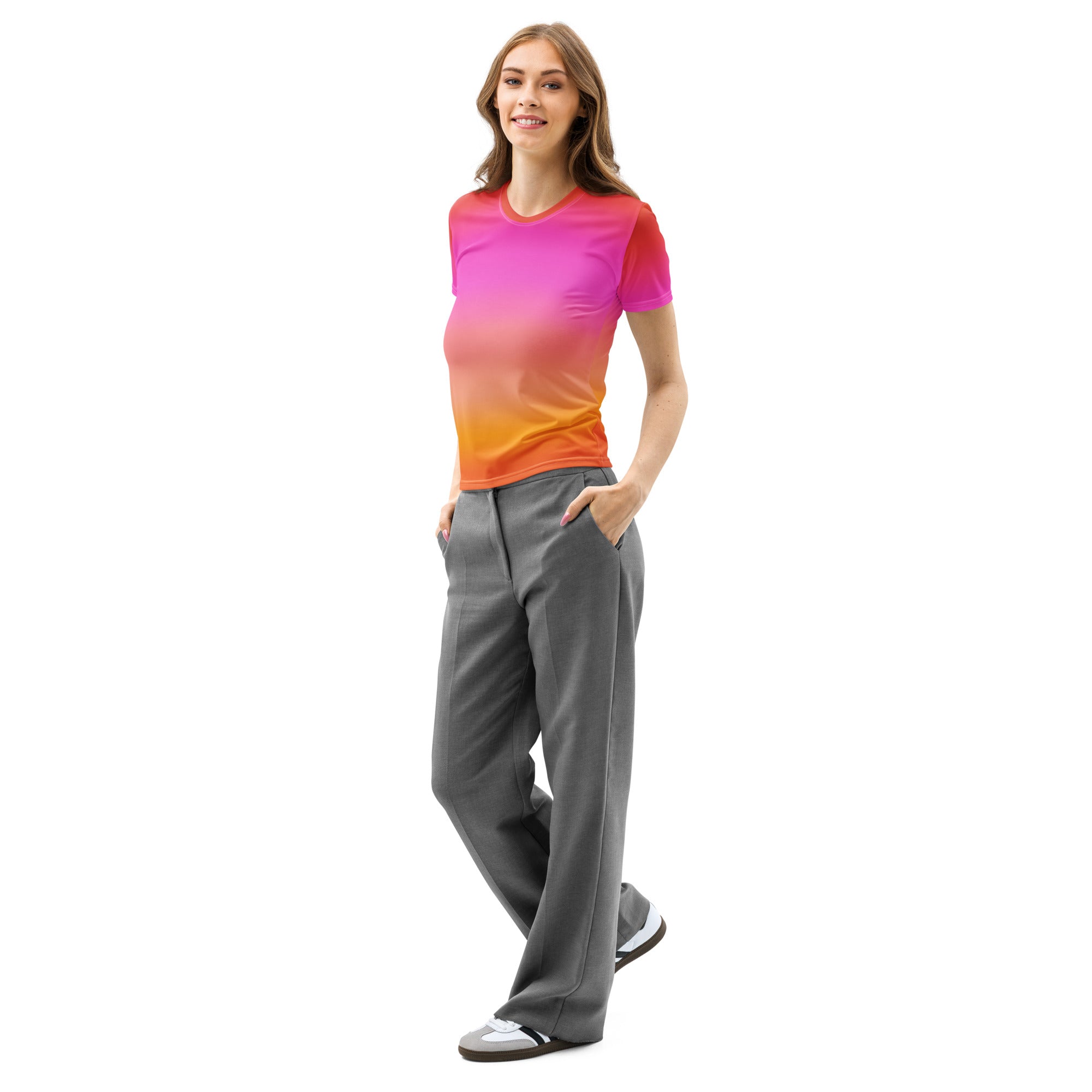 Women’s Sunset Ombre Cotton T-Shirt – Soft Stretch Pilling Resistant Tee