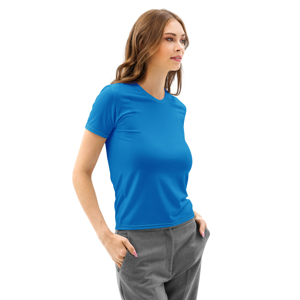Women’s bright blue cotton t-shirt with soft stretch, pilling resistant fabric and classic crew neck design