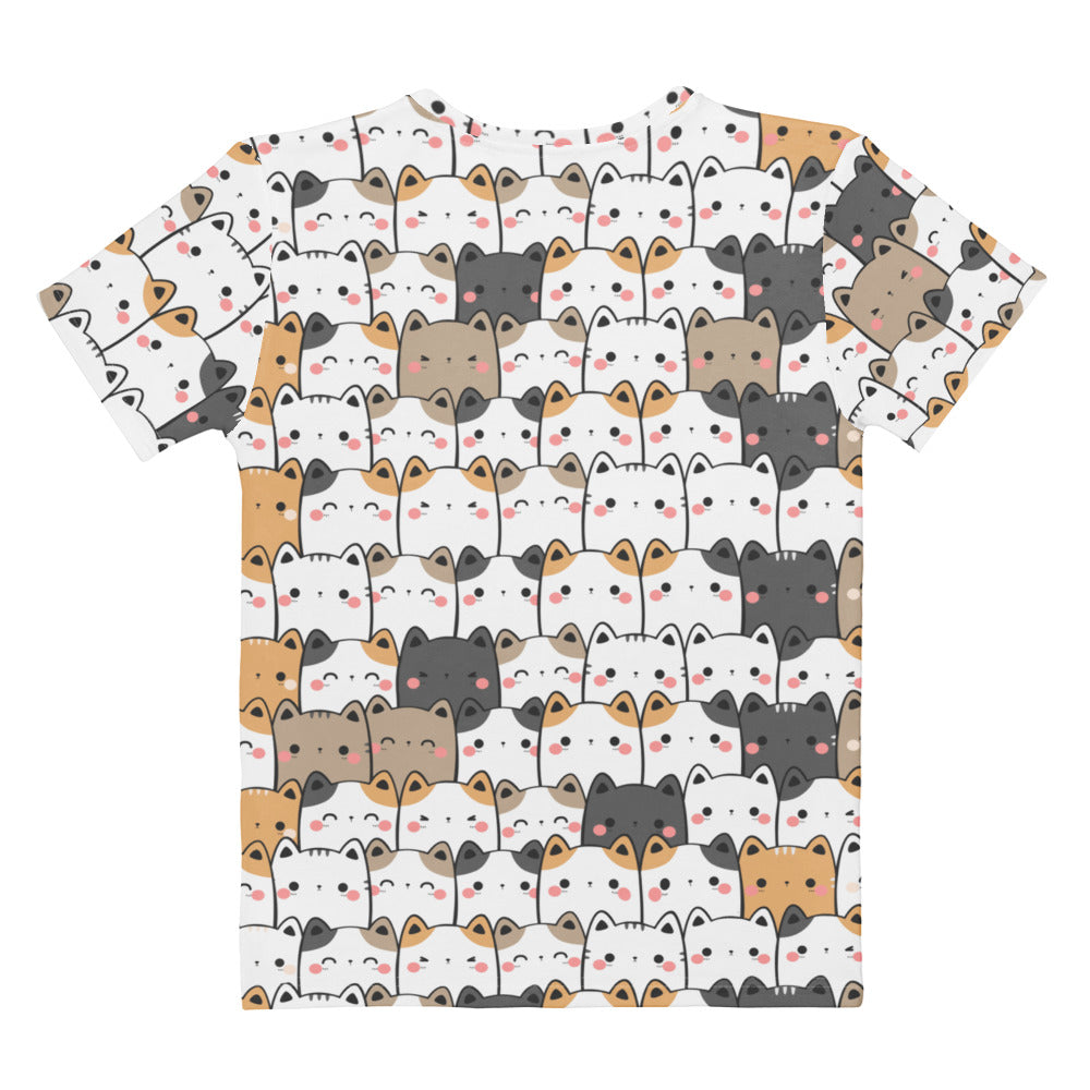 Women's Kawaii Cat Faces T-Shirt – Soft Stretch Jersey Tee