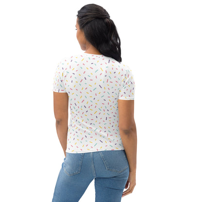 Women's Colorful Sprinkles T-Shirt – Soft Stretch Jersey Tee
