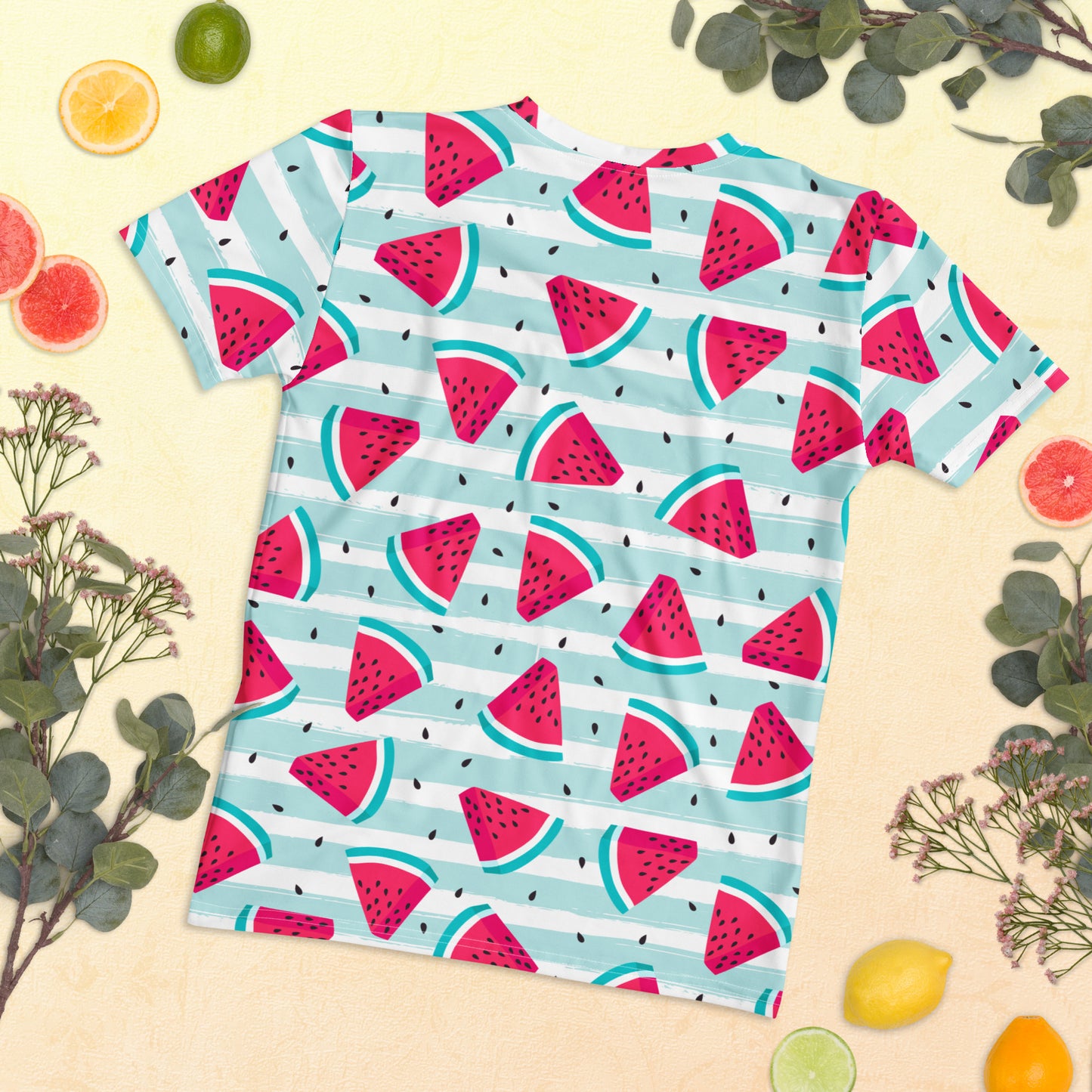 Women's Watermelon Print T-Shirt – Soft Stretch Jersey Tee